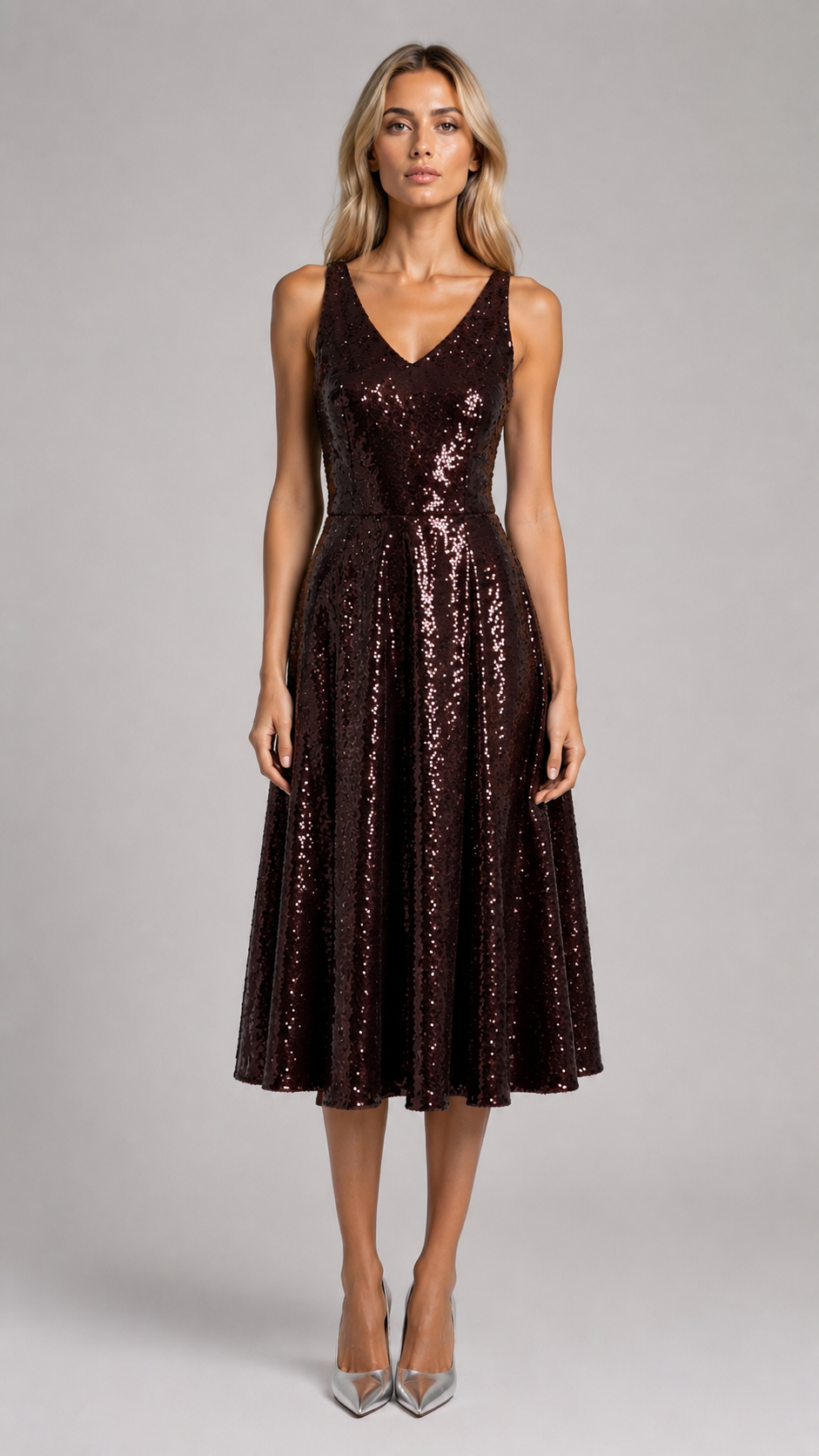 Flared V-Neck Dress