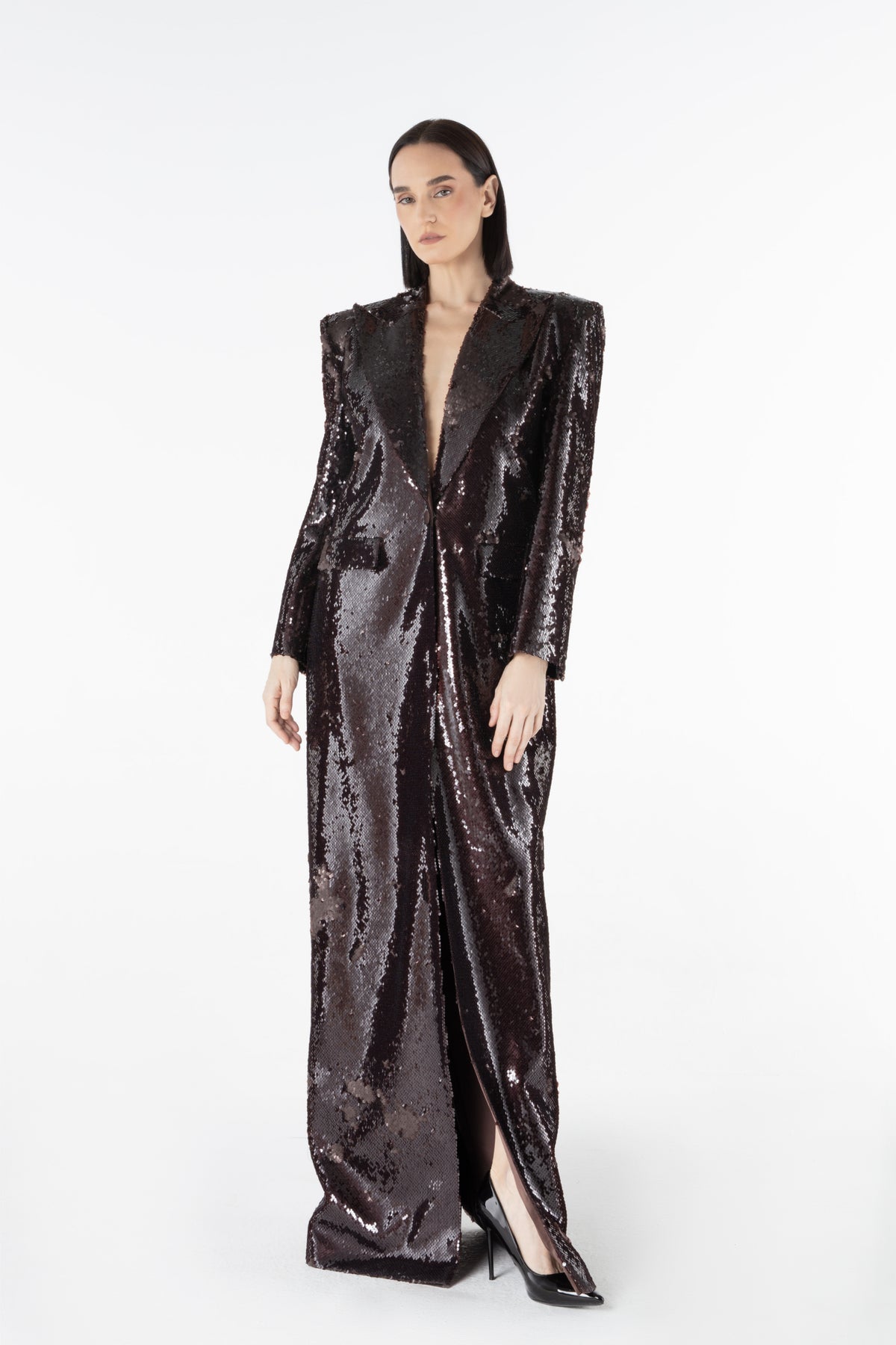 Sequin Long Tailored Coat