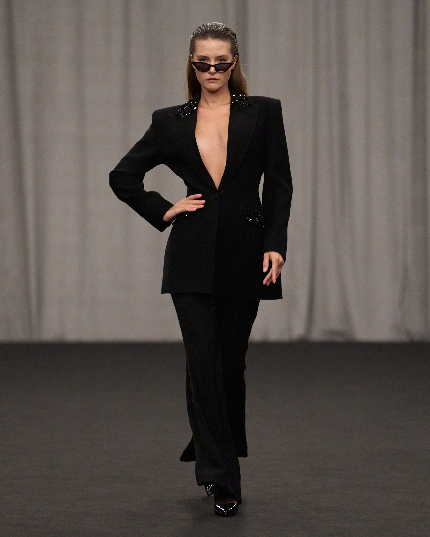 Polished Blazer and Wide-Leg Trousers Set
