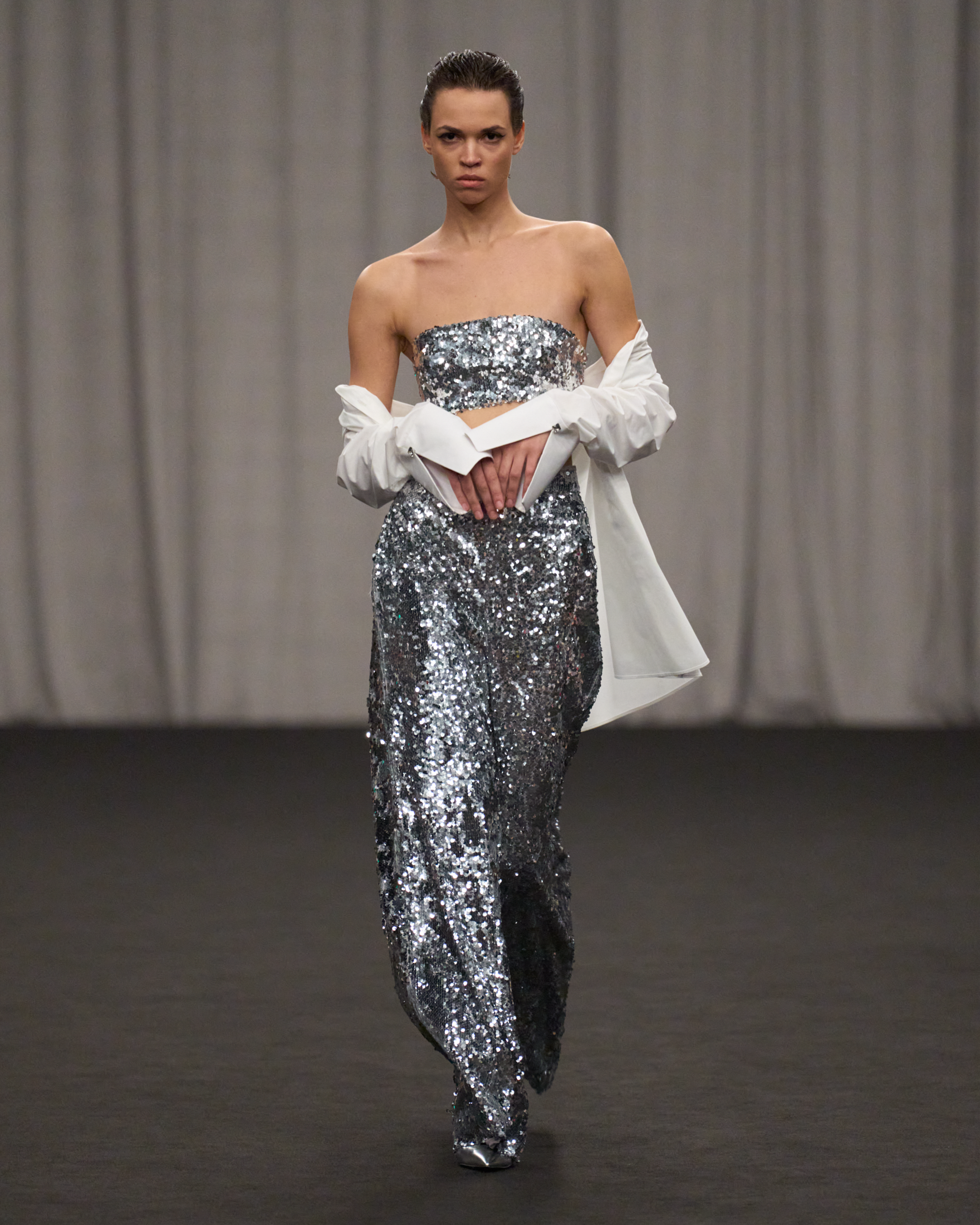 Oversized Shirt & Sequin Crop and Trousers Set