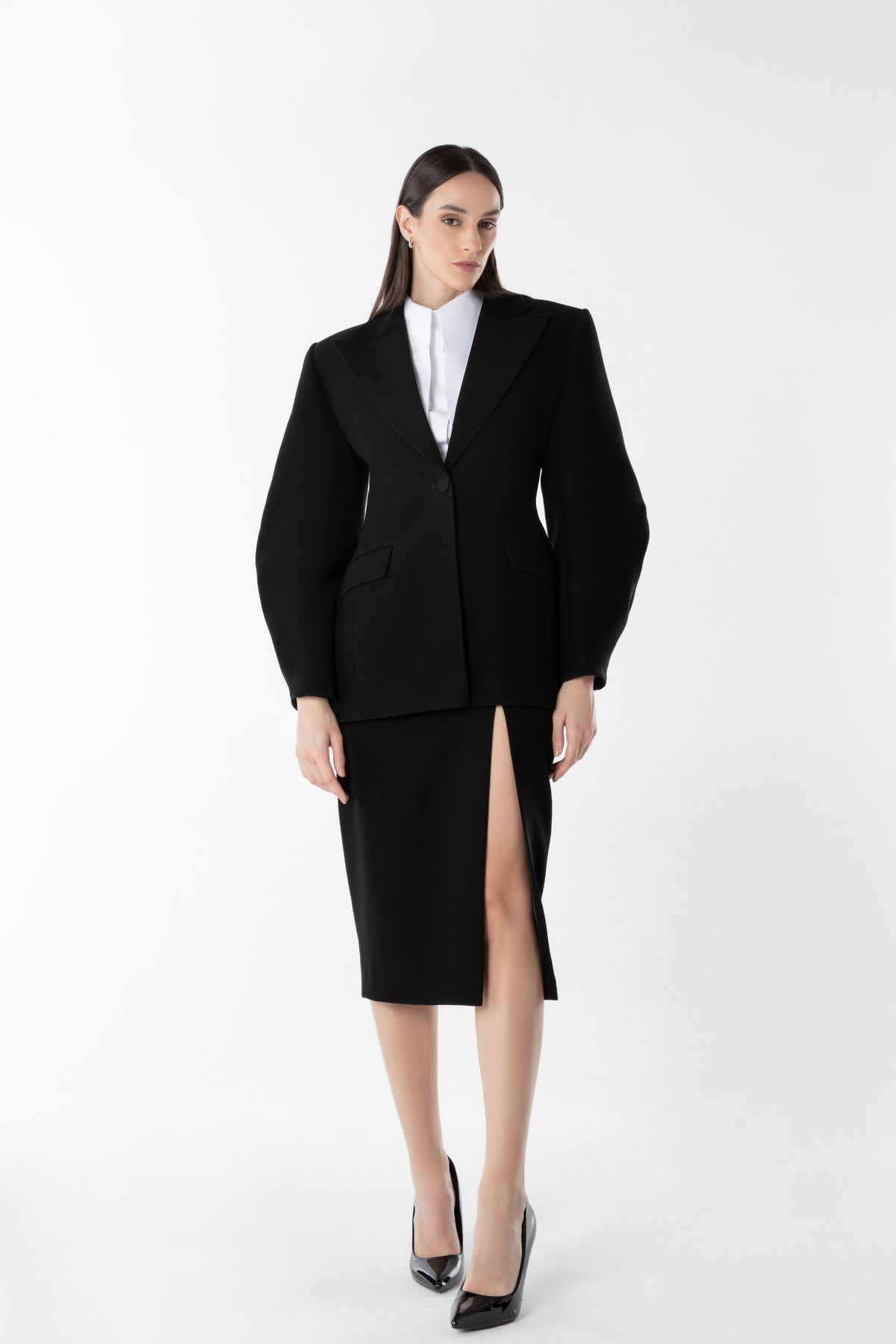 Line Blazer in Thick Crepe