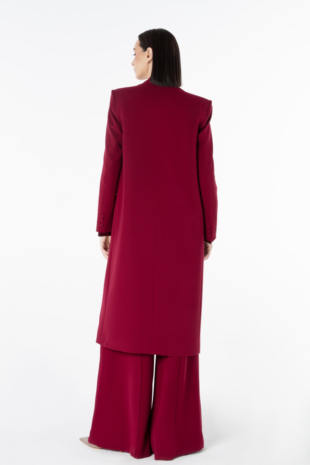 Peak Lapel Coat in Thick Crepe