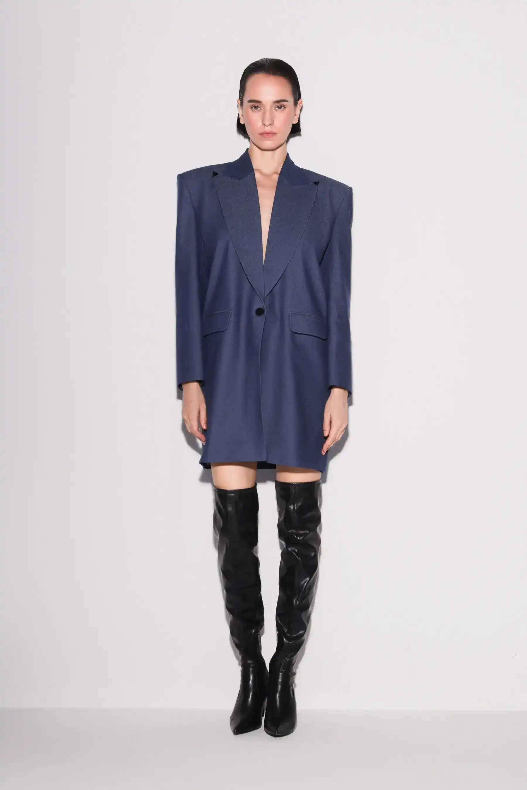 Modern Denim Oversized Blazer Dress