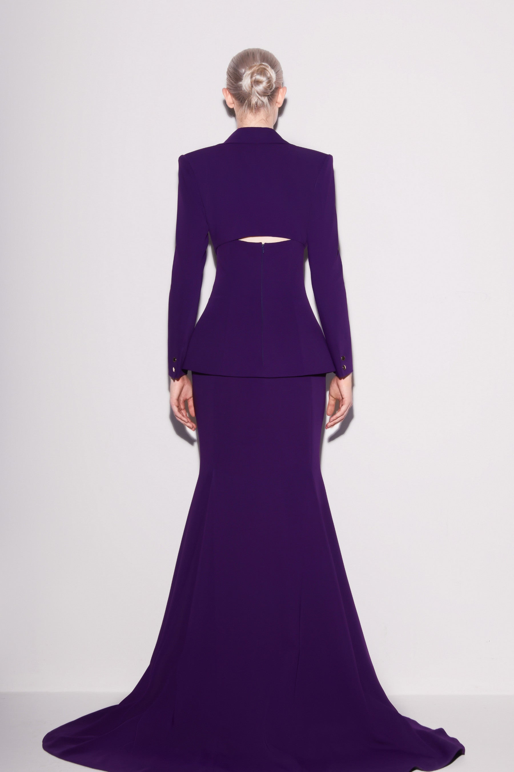 Refined Purple Crepe Cropped Blazer