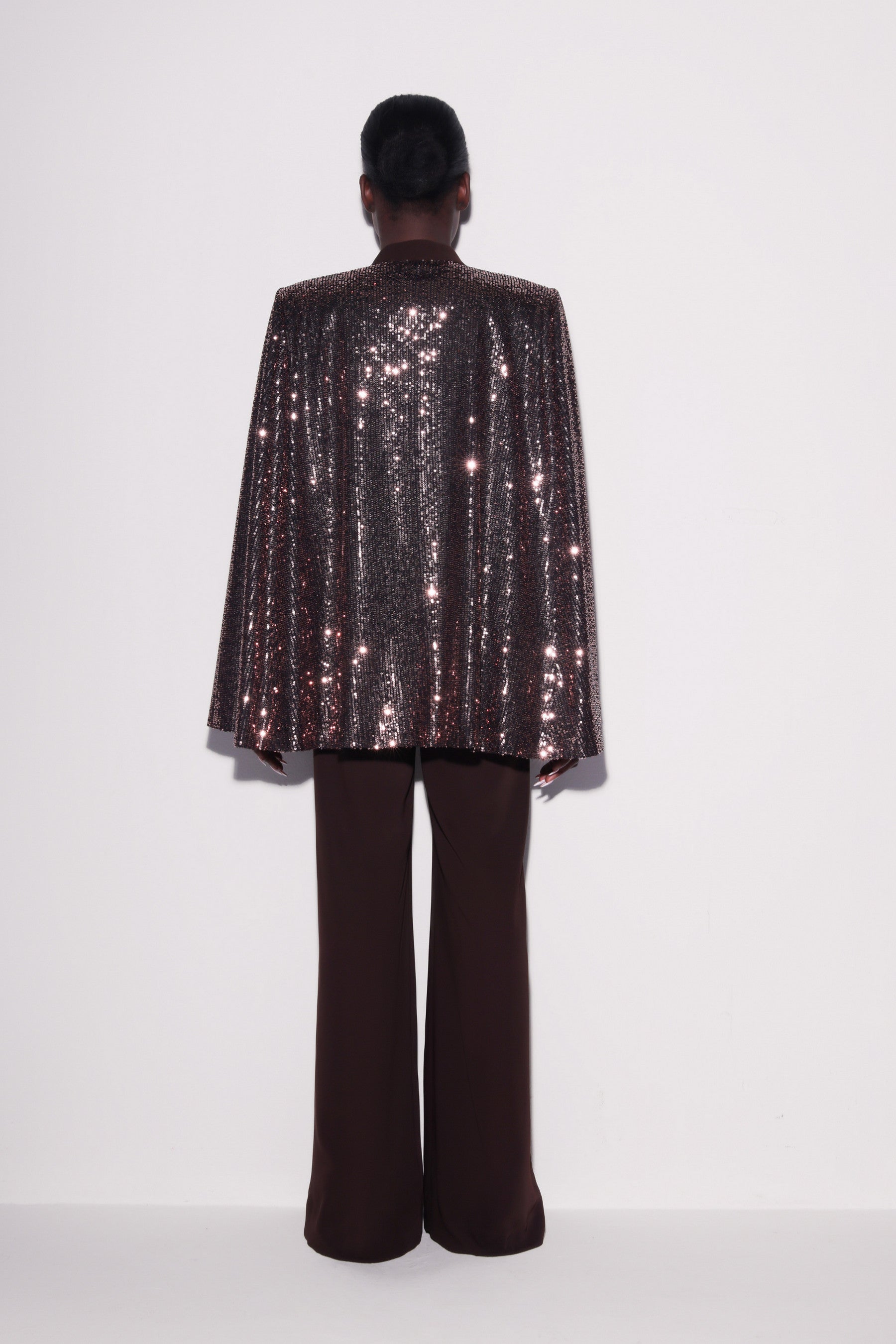 Shimmering Sequin Cape Blazer