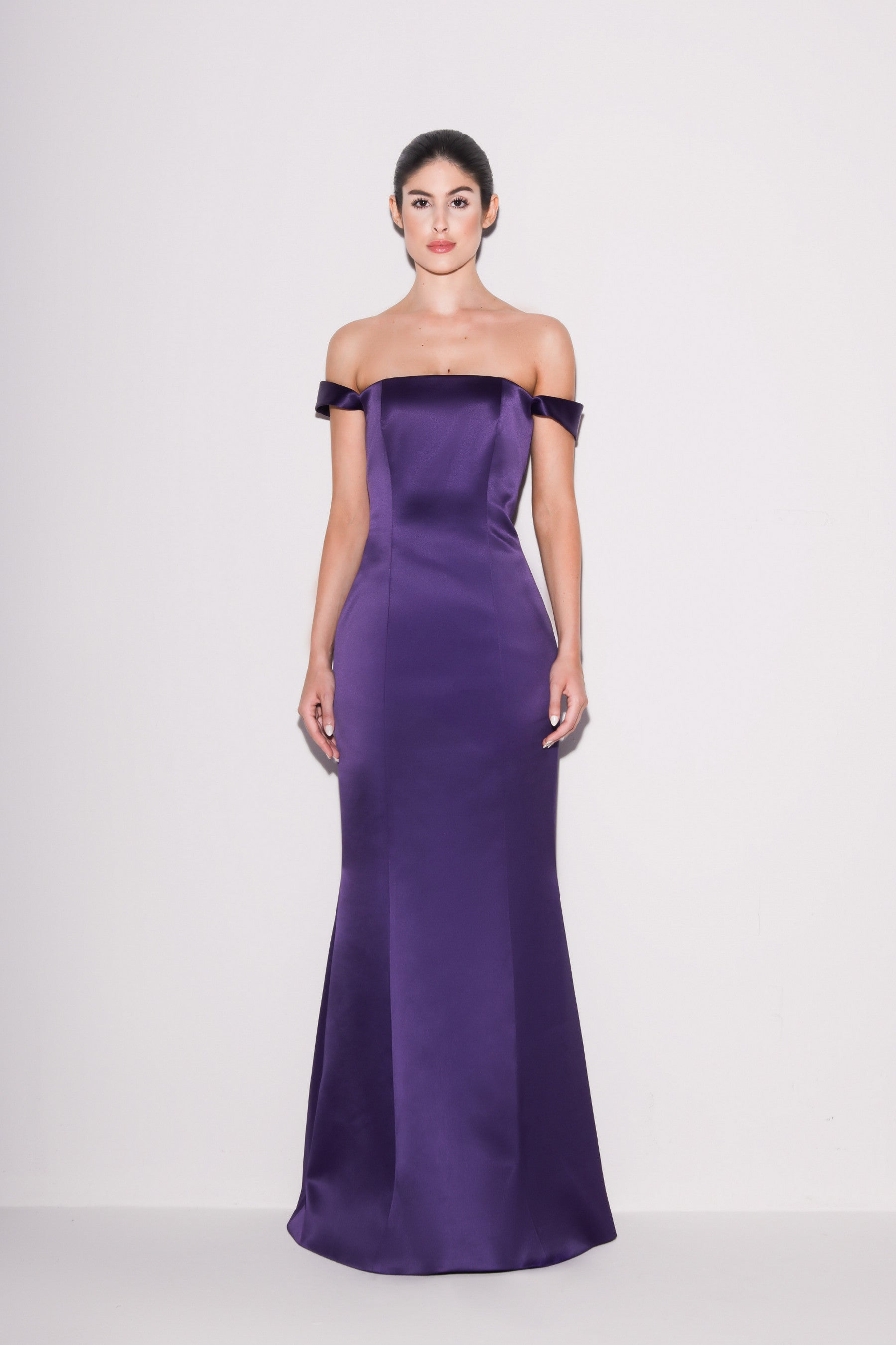 Lustrous Taffeta Mermaid Gown Purple