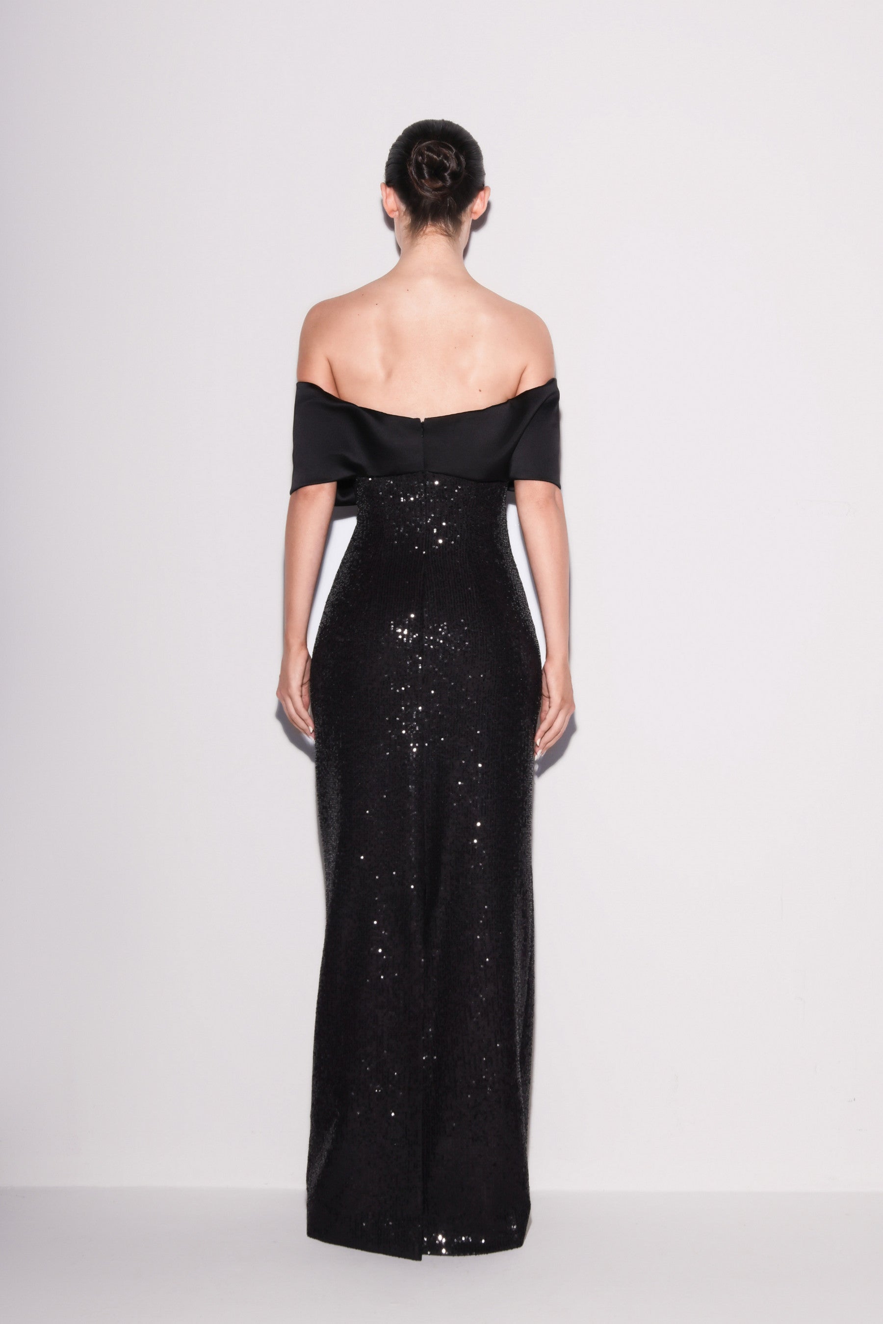 Glamour Sequin Off-Shoulder Gown