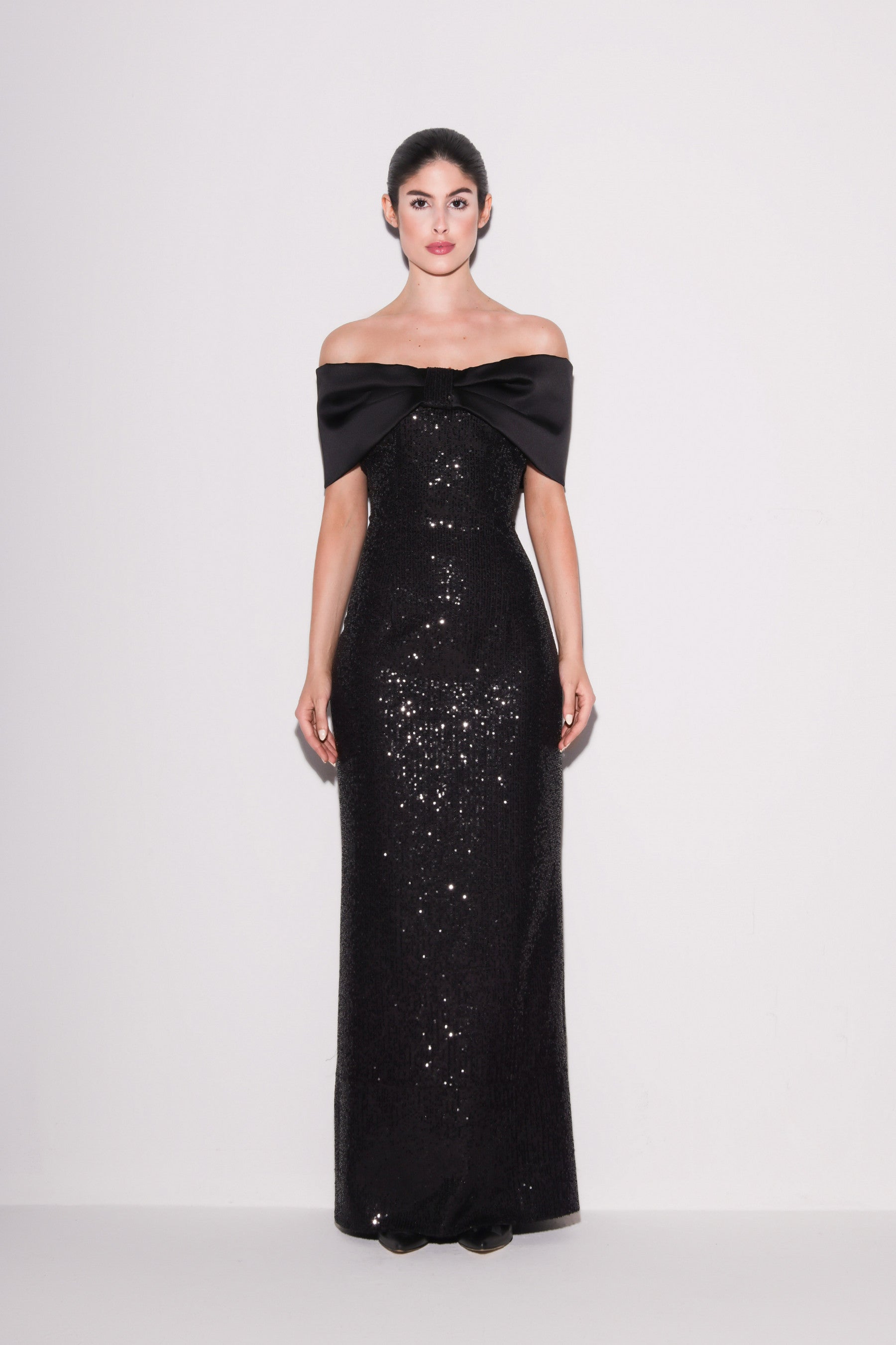 Glamour Sequin Off-Shoulder Gown