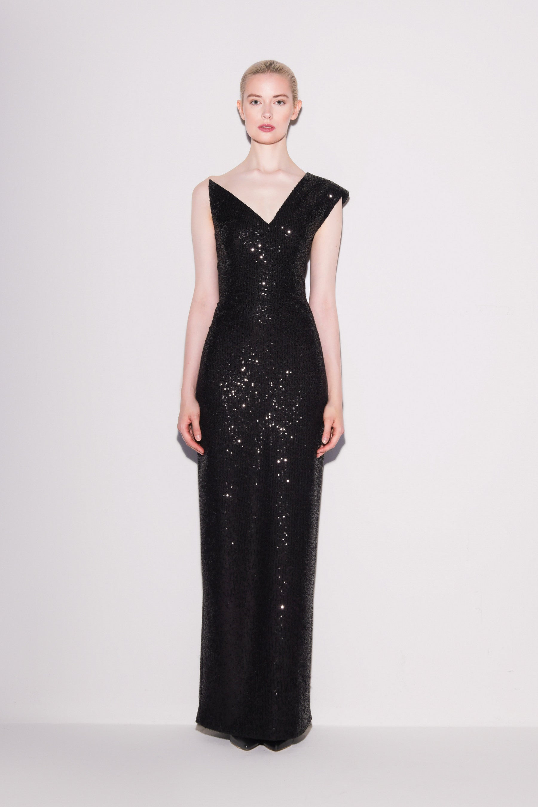 Asymmetric Sequin Gown