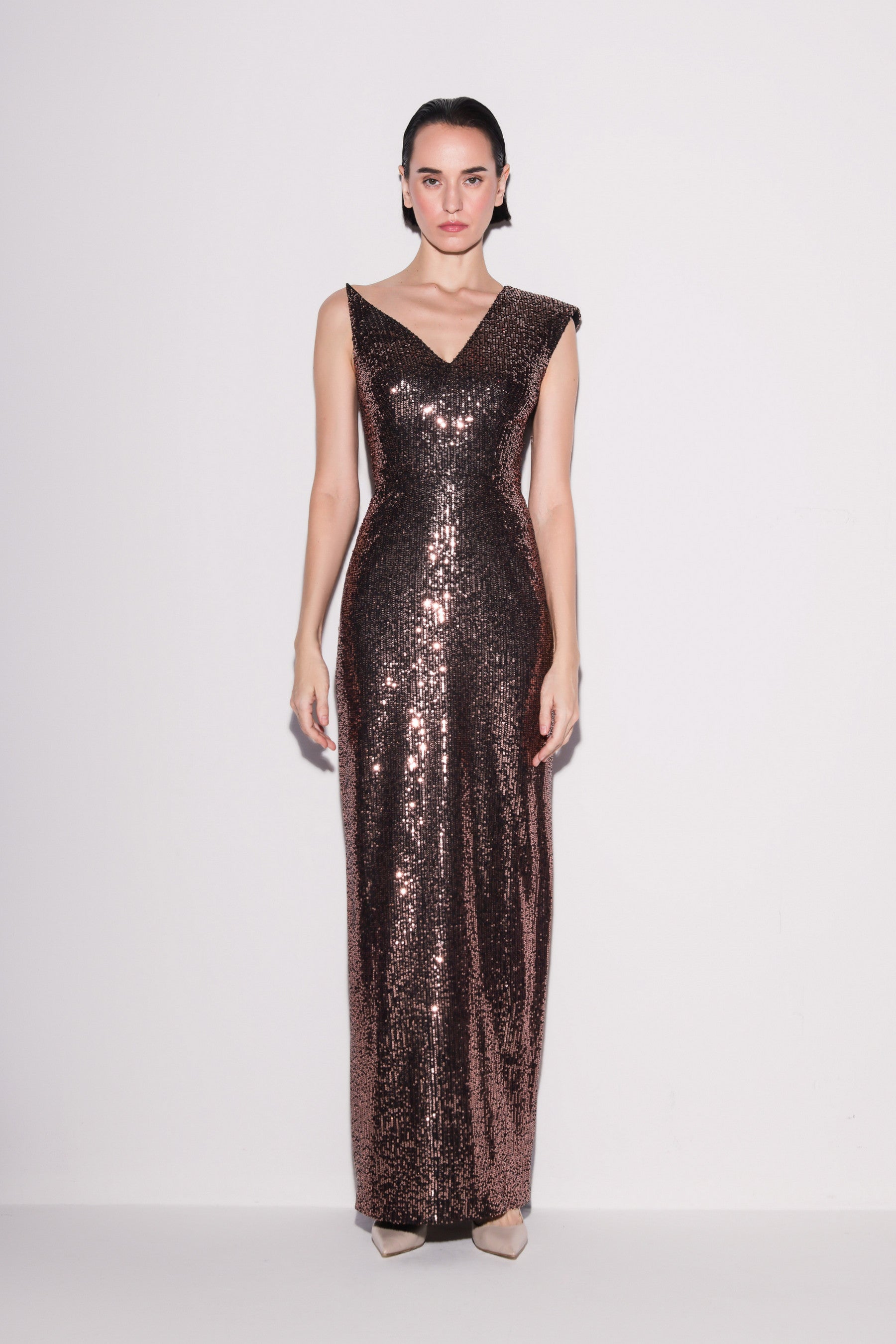 Asymmetric Sequin Gown