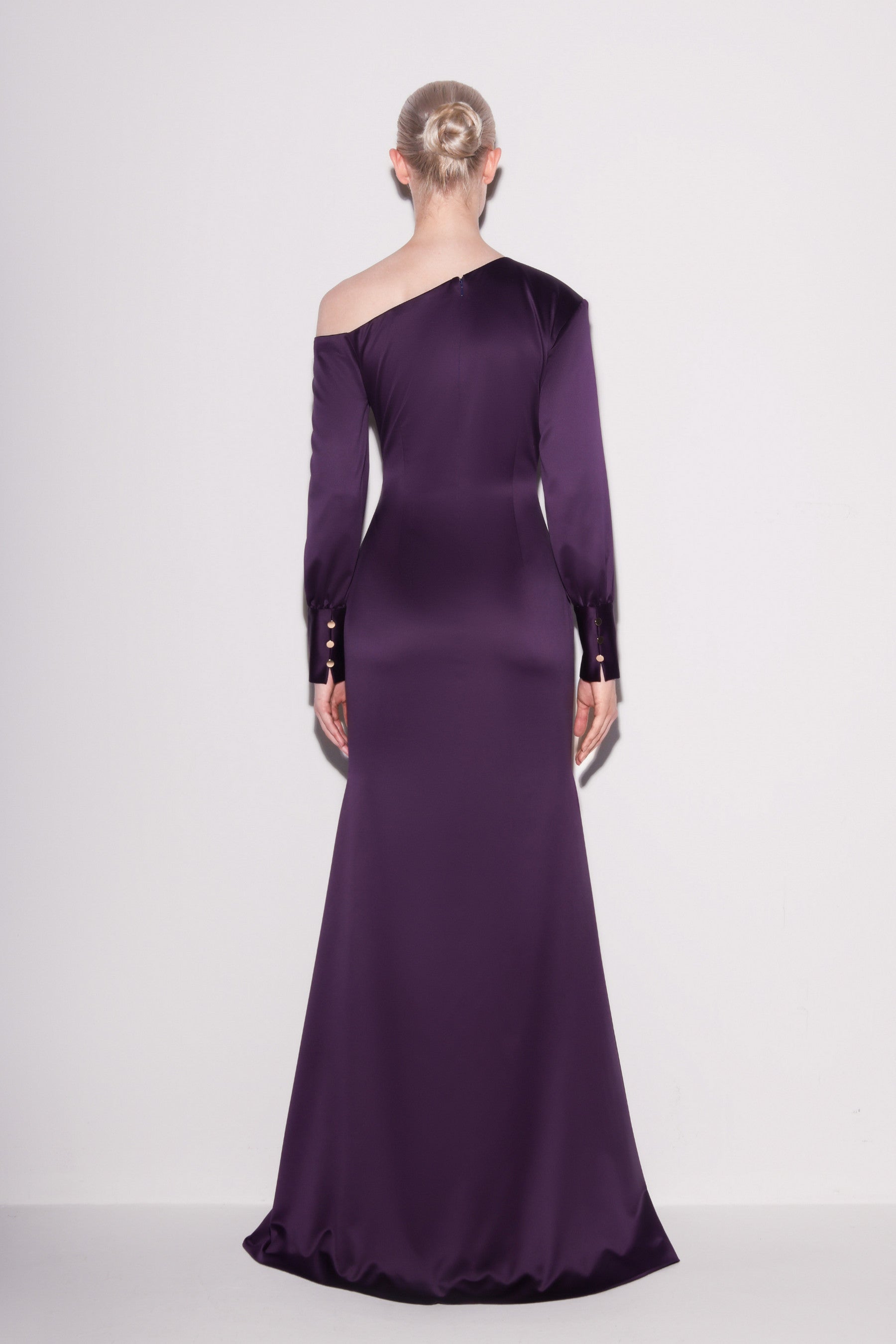 Asymmetric Satin Mermaid Gown