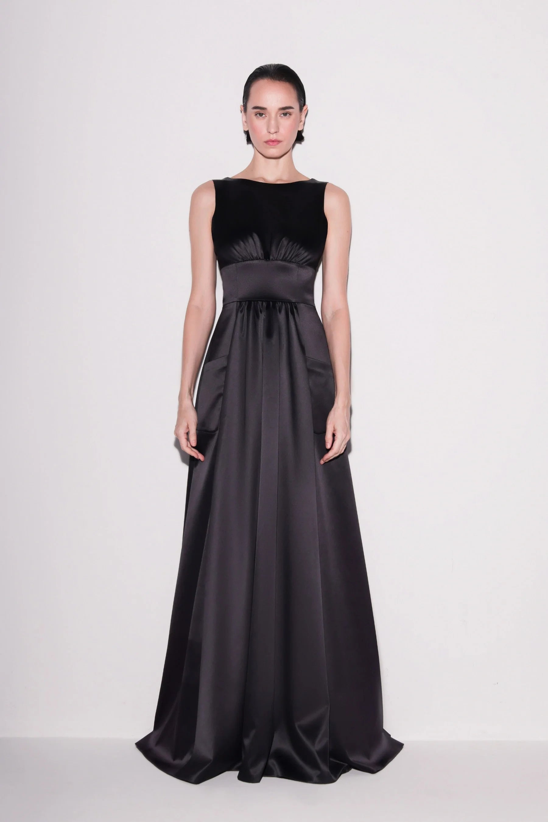 lustrous taffeta a line gown