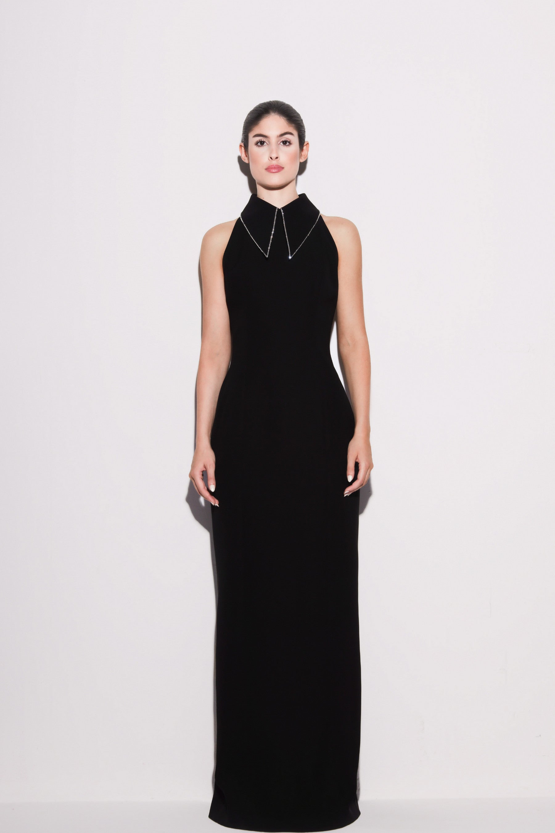 Crystal Collar Fitted Gown