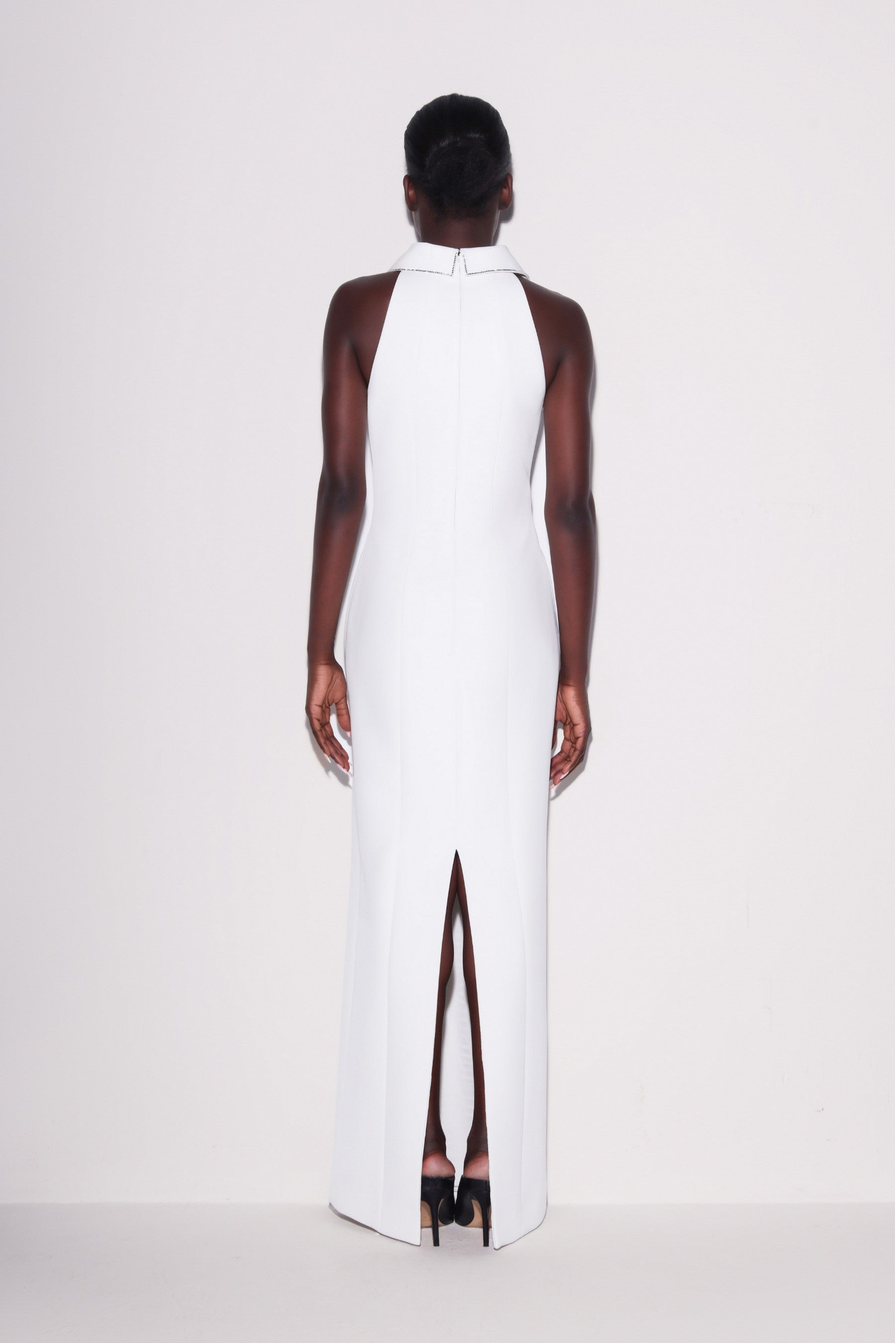 Minimalist Crystal Collar Gown