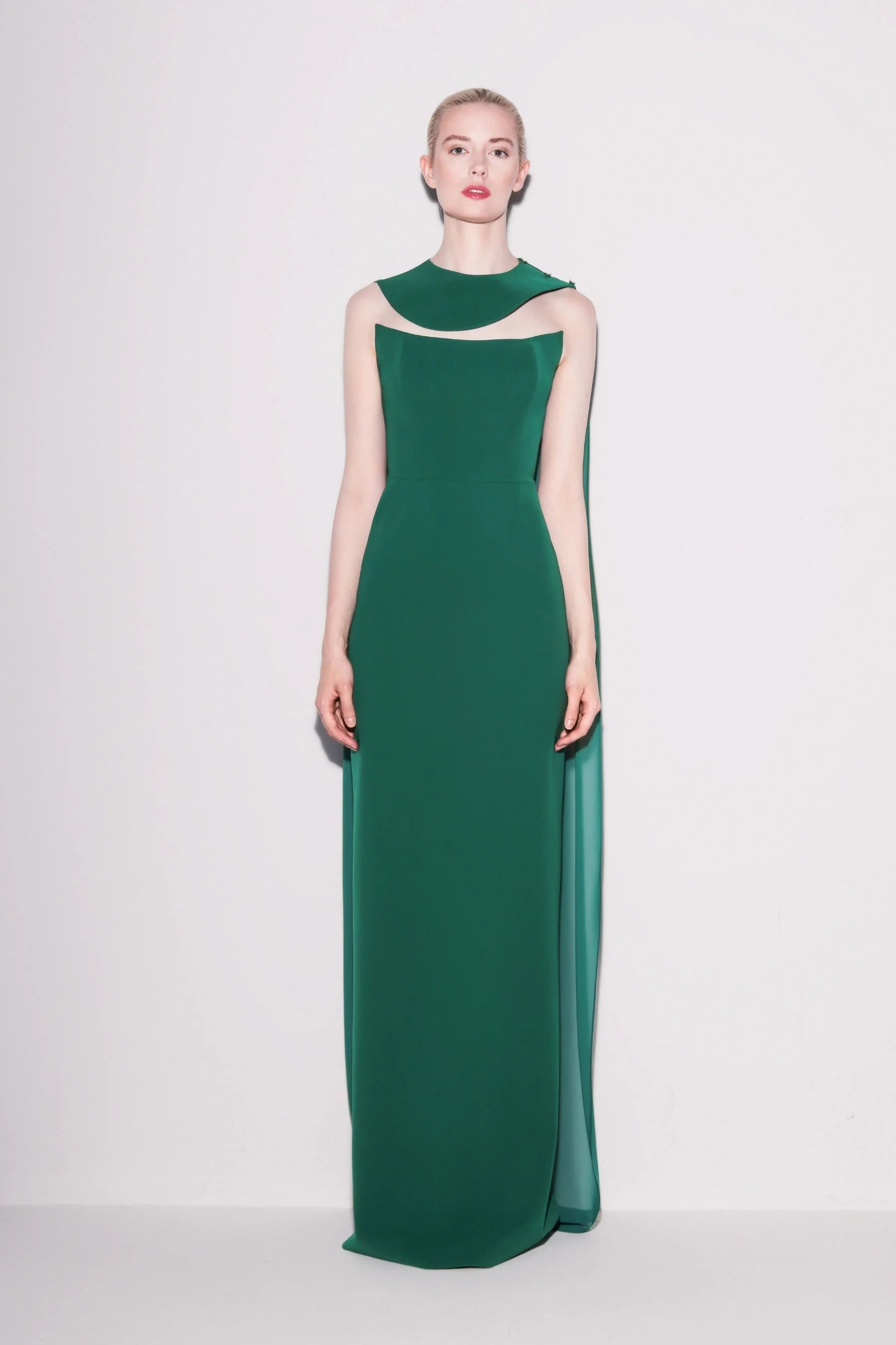 elegant crepe chiffon gown green