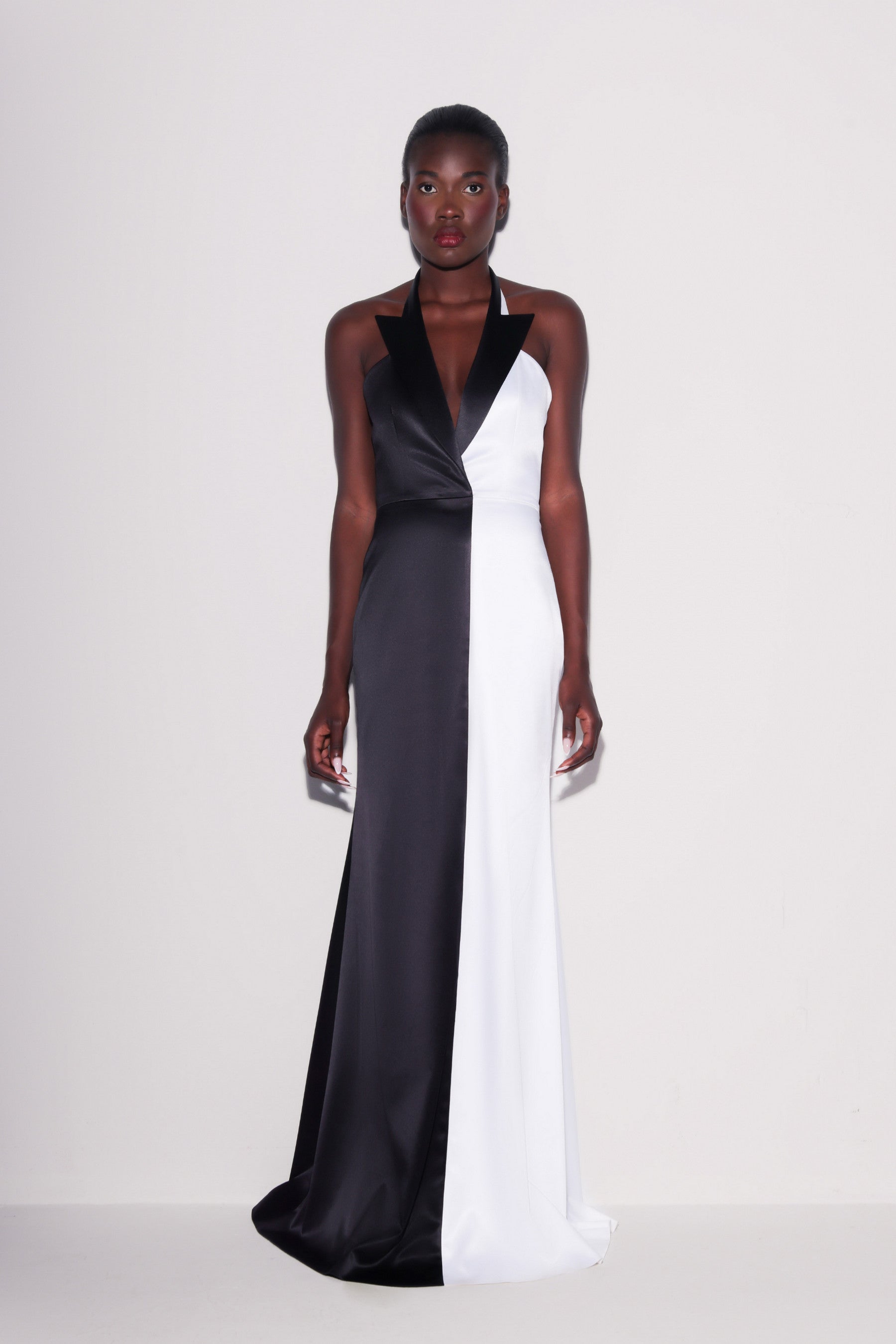 Sculptural Contrast Gown