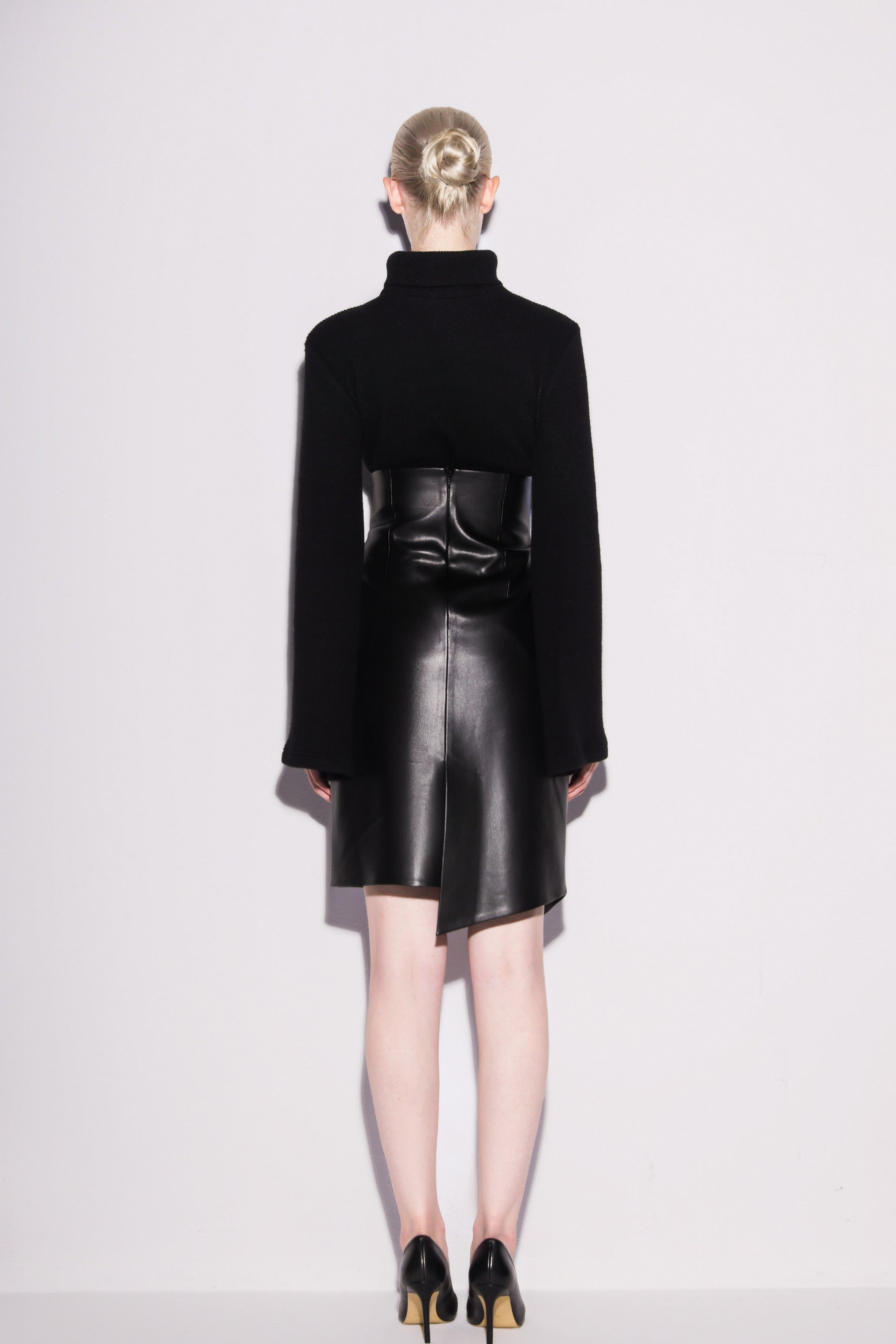 Edgy Vegan Leather Skirt & Knit Top Co-Ord