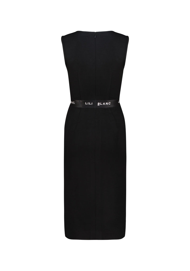 Knit Fabric with LB Logo Midi Dress