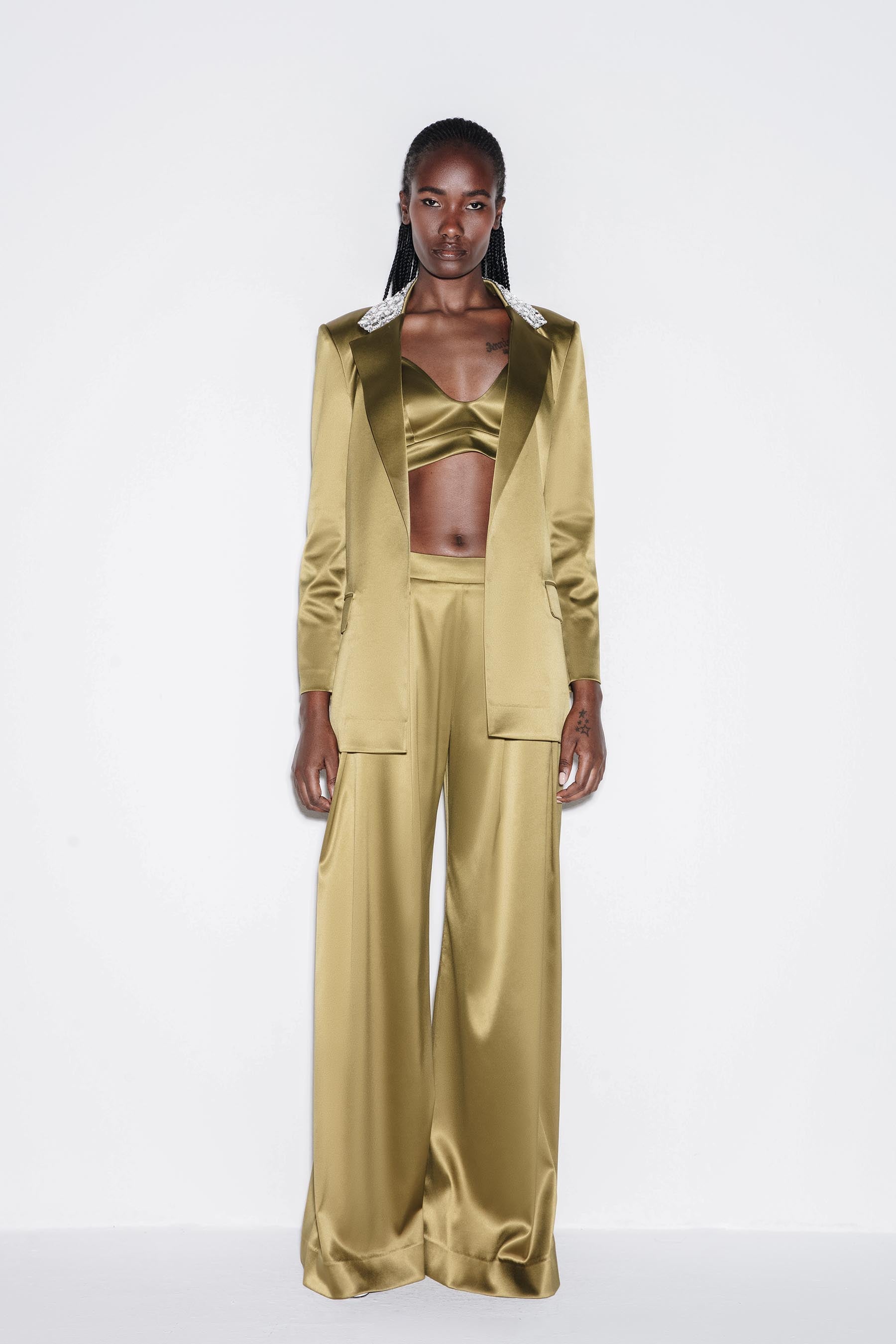Glistening Satin Glam Suit