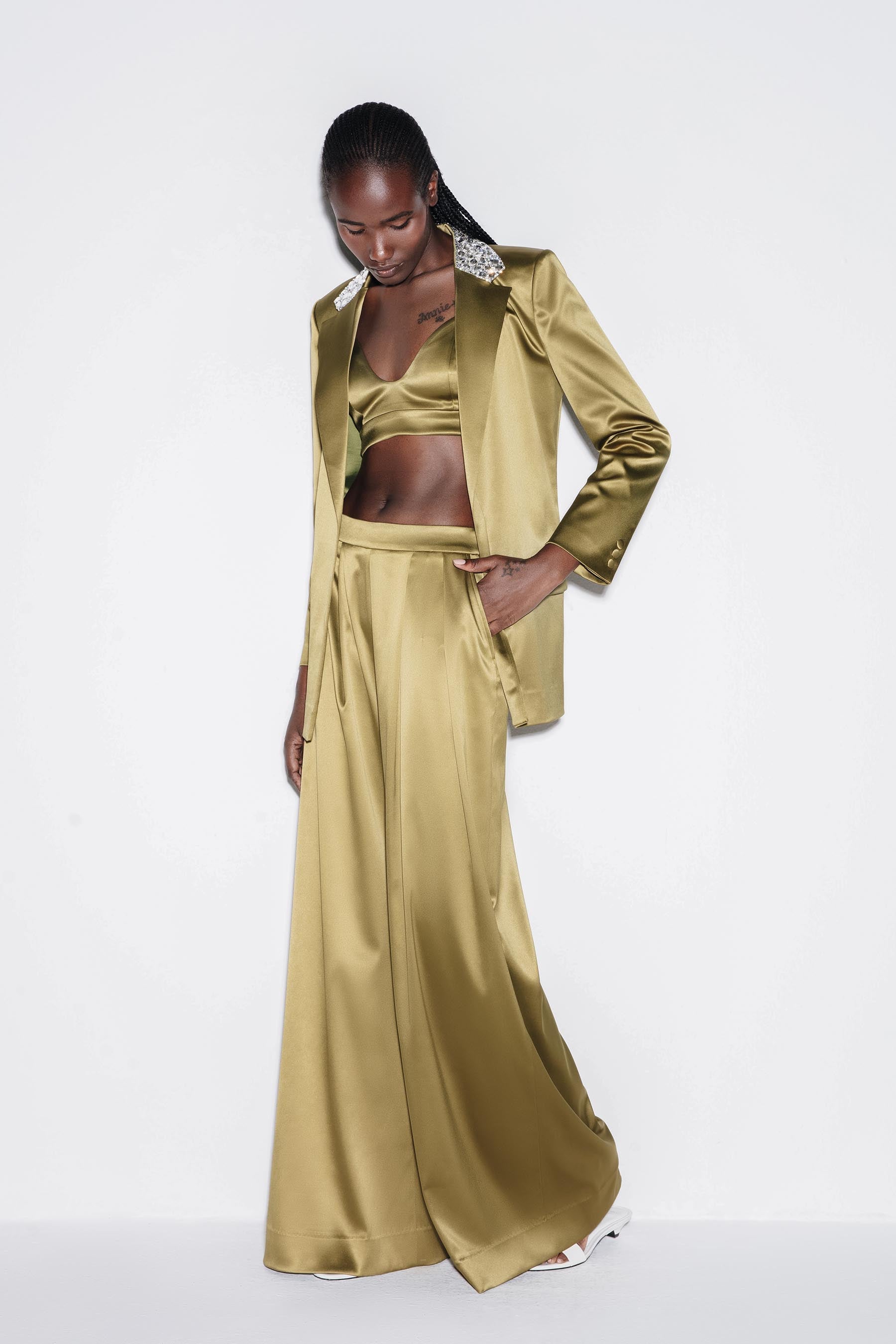 Glistening Satin Glam Suit