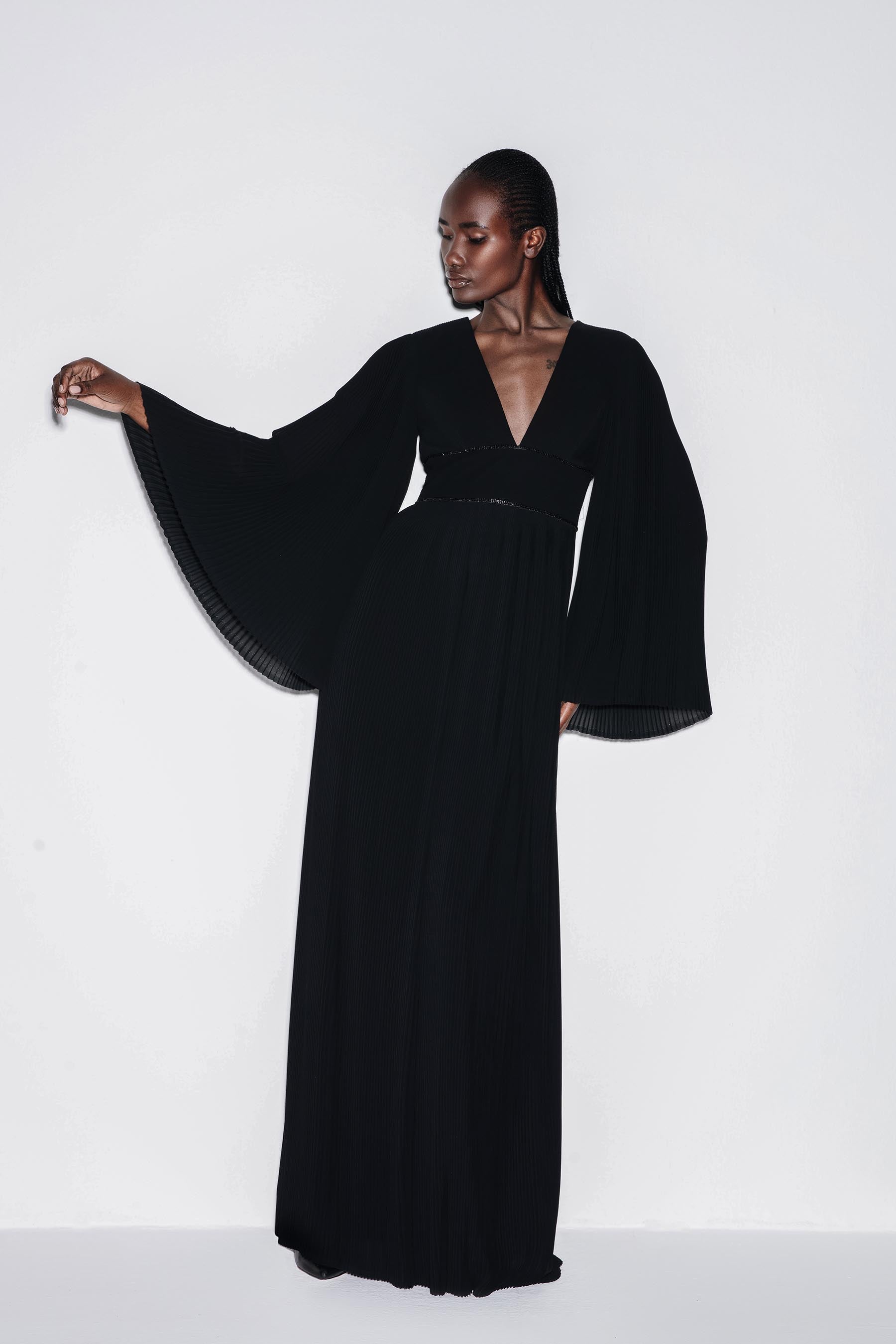 Glistening Pleat Maxi Dress