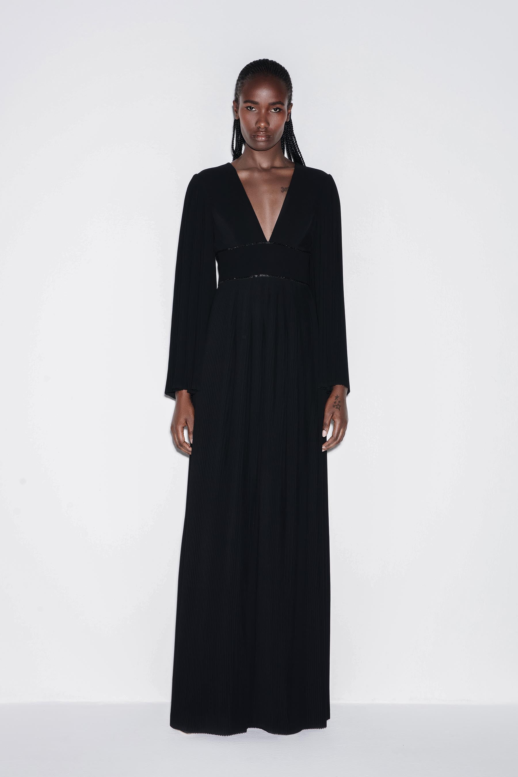 Glistening Pleat Maxi Dress