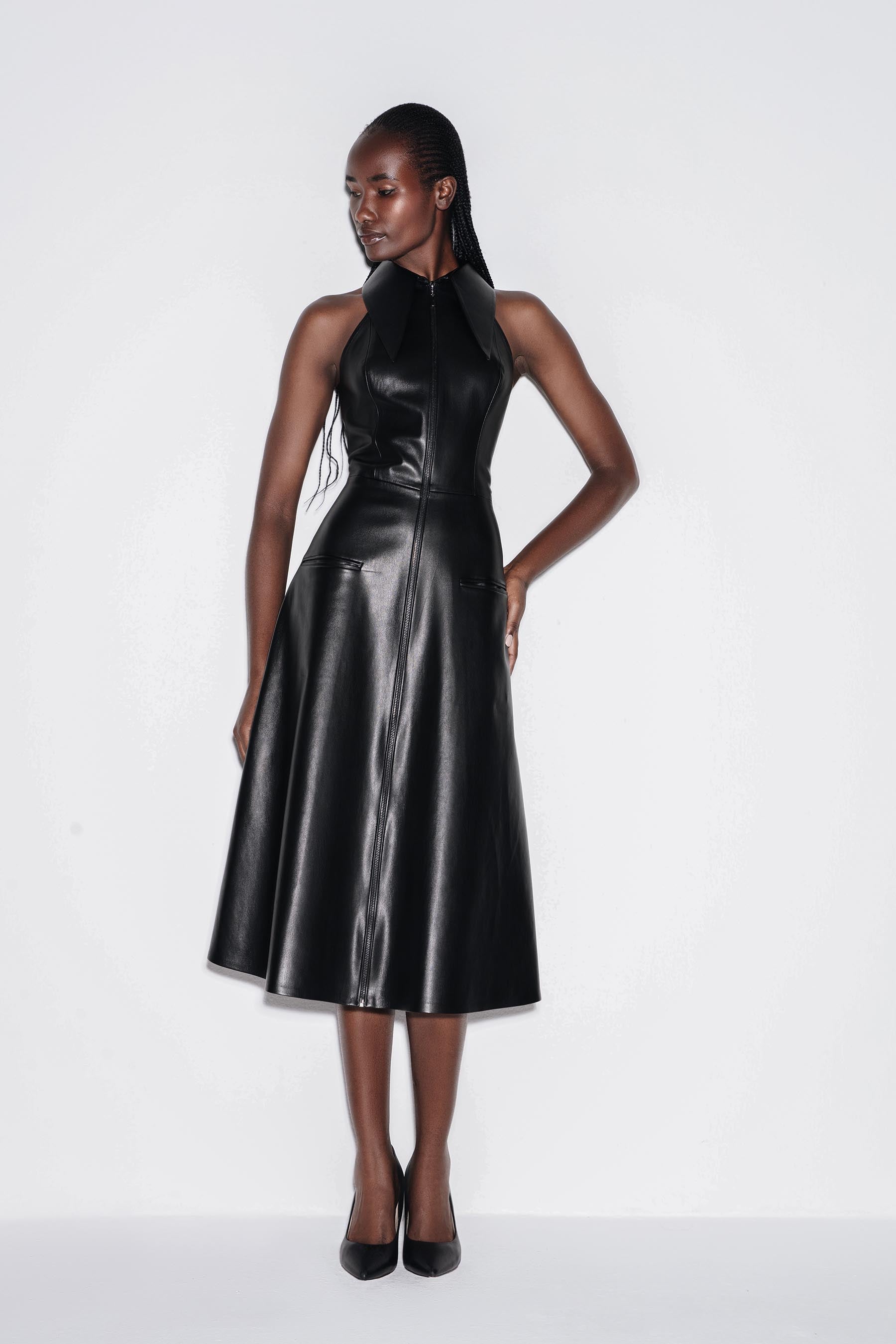 Vegan Leather Midi Dress