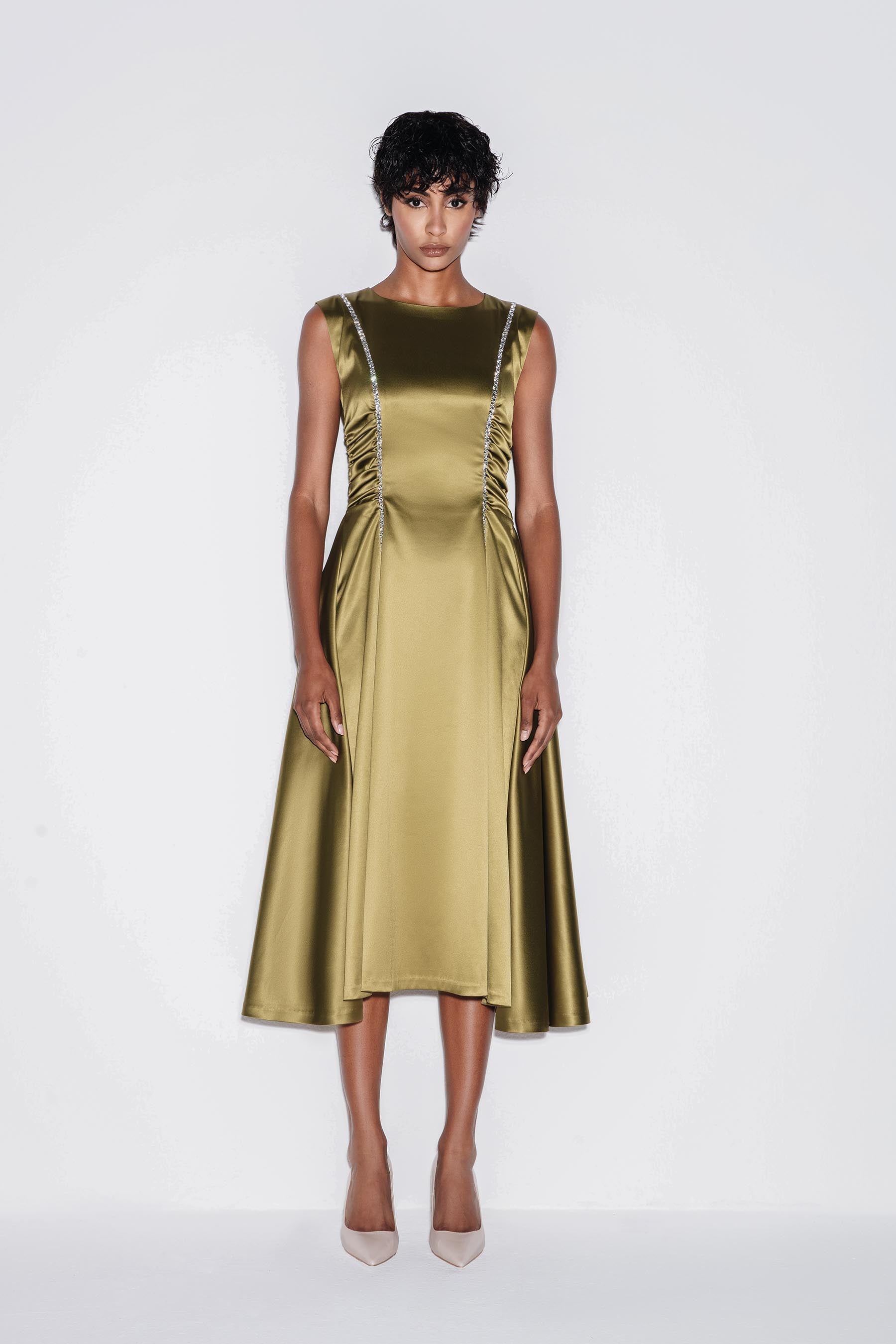 Radiant Flare Midi Dress