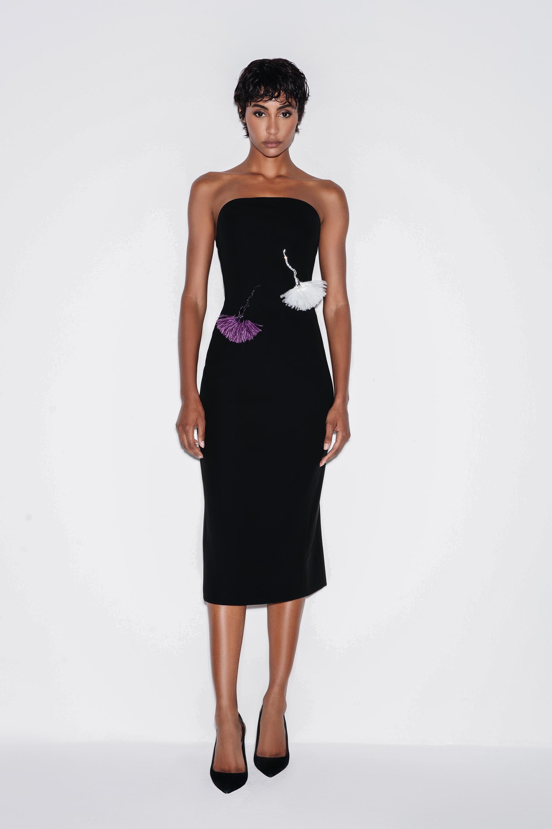 Opulent Feather Midi Dress