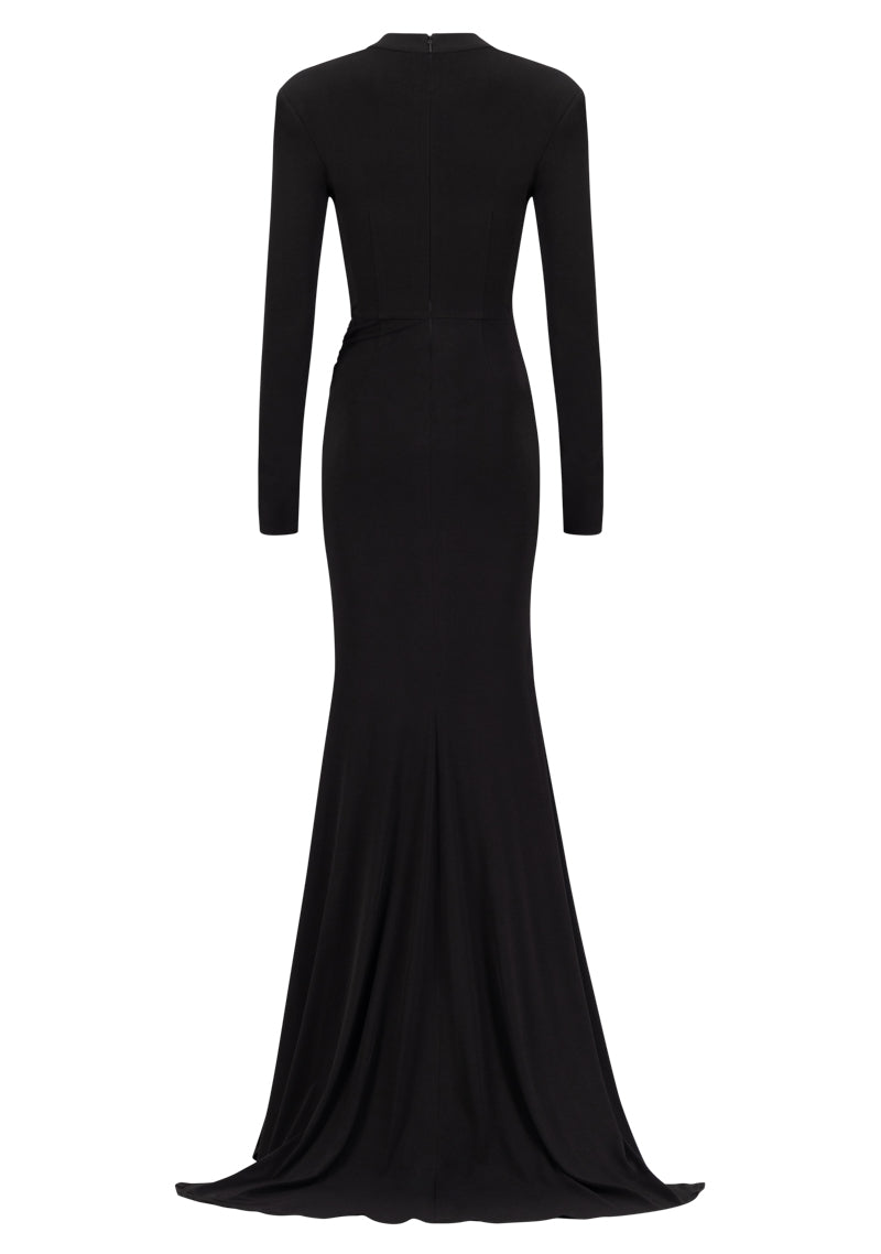 Evening Jersey Dress With Crystal Embellished Buckle