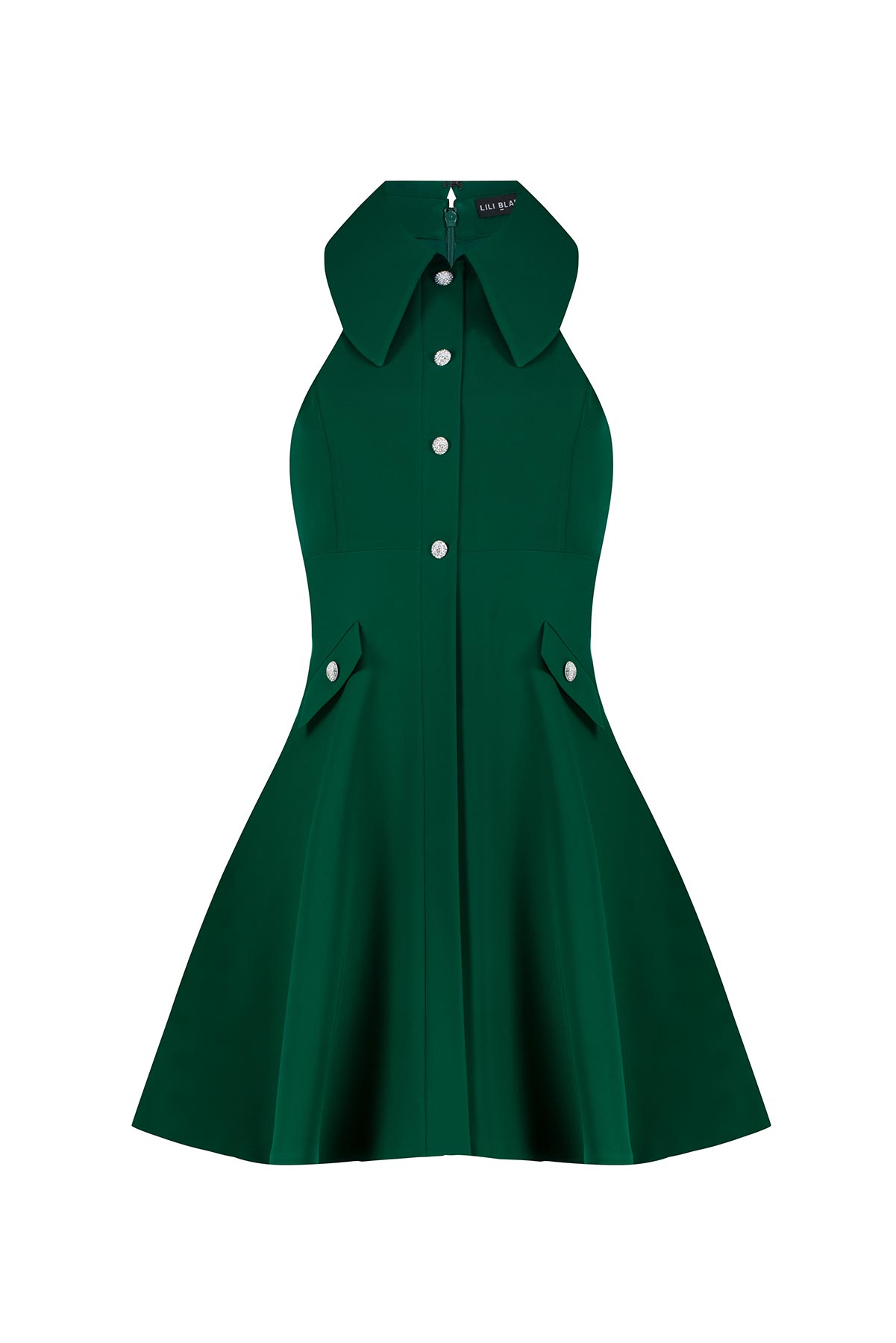 Lili Blanc's Iconic Collar and Crystal Buttons Mini Dress