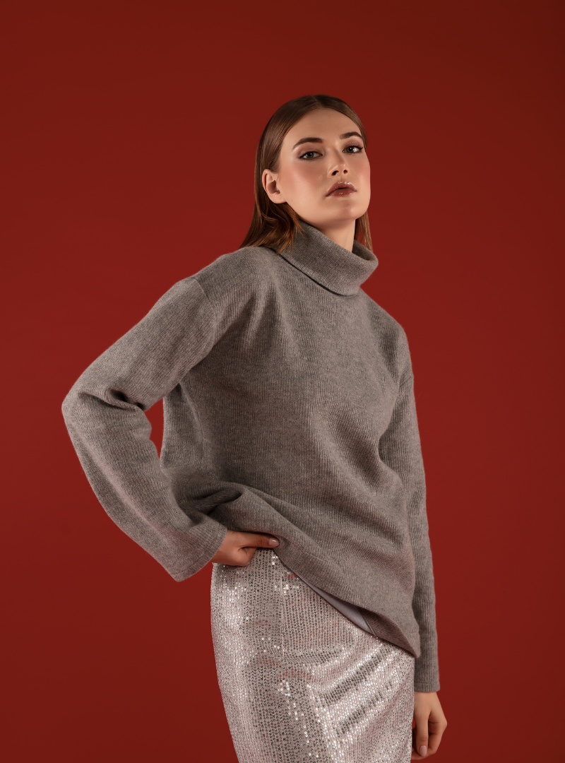 Shimmer & Comfort Skirt Set AW24SK35-GRY AW24TP35-GRY SET