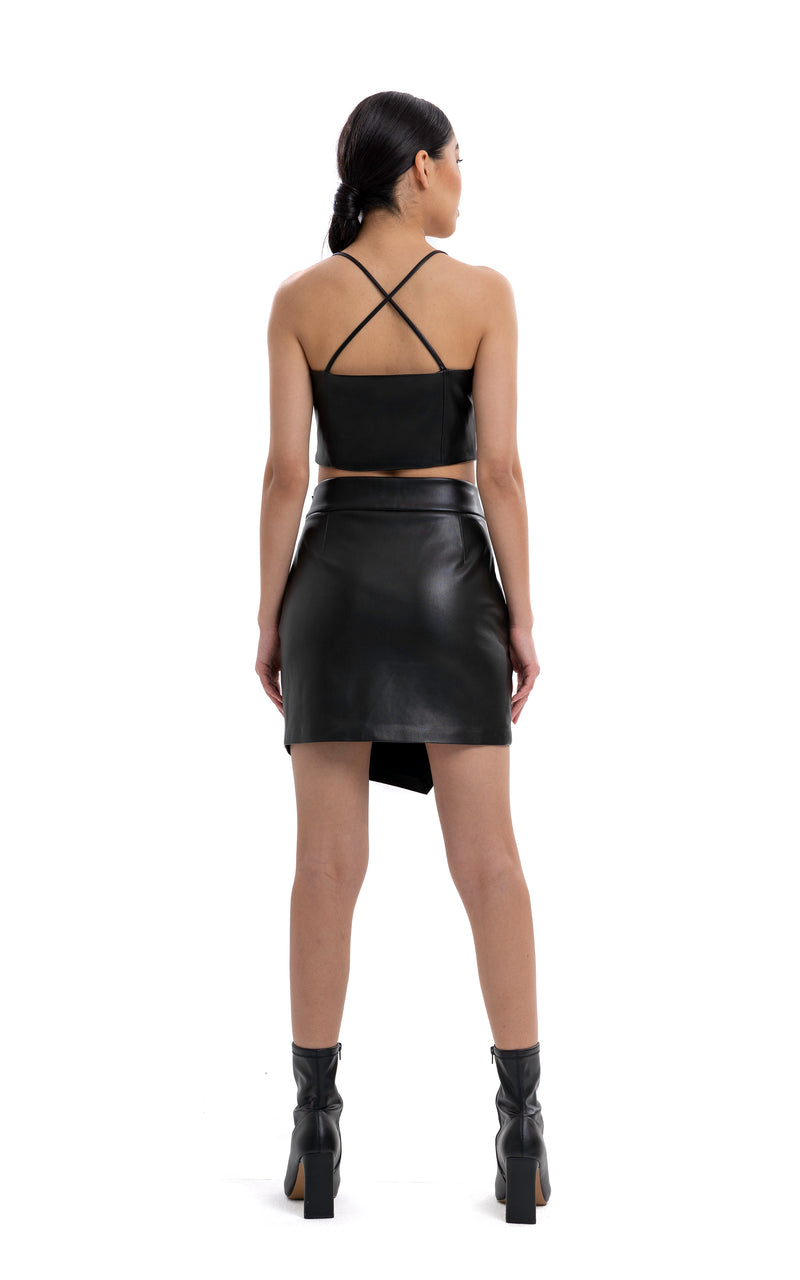 Lili Blanc's Edgy Vegan Leather Skirt Set