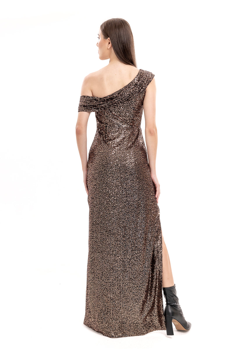 Lili Blanc's Glamour One-Shoulder Sequin Dress