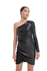 Lili Blanc's One-Shoulder Sequin Dress