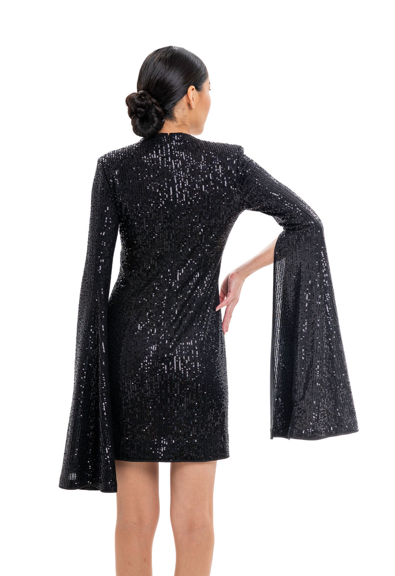 The Flared Sleeve Sequin Dress By Lili Blanc