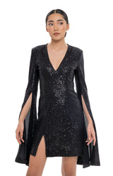 The Flared Sleeve Sequin Dress By Lili Blanc