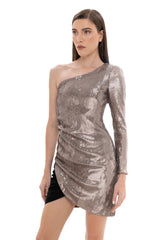 Lili Blanc's One-Shoulder Sequin Dress