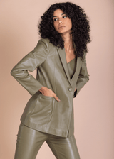 CLASSIC VEGAN LEATHER BLAZER