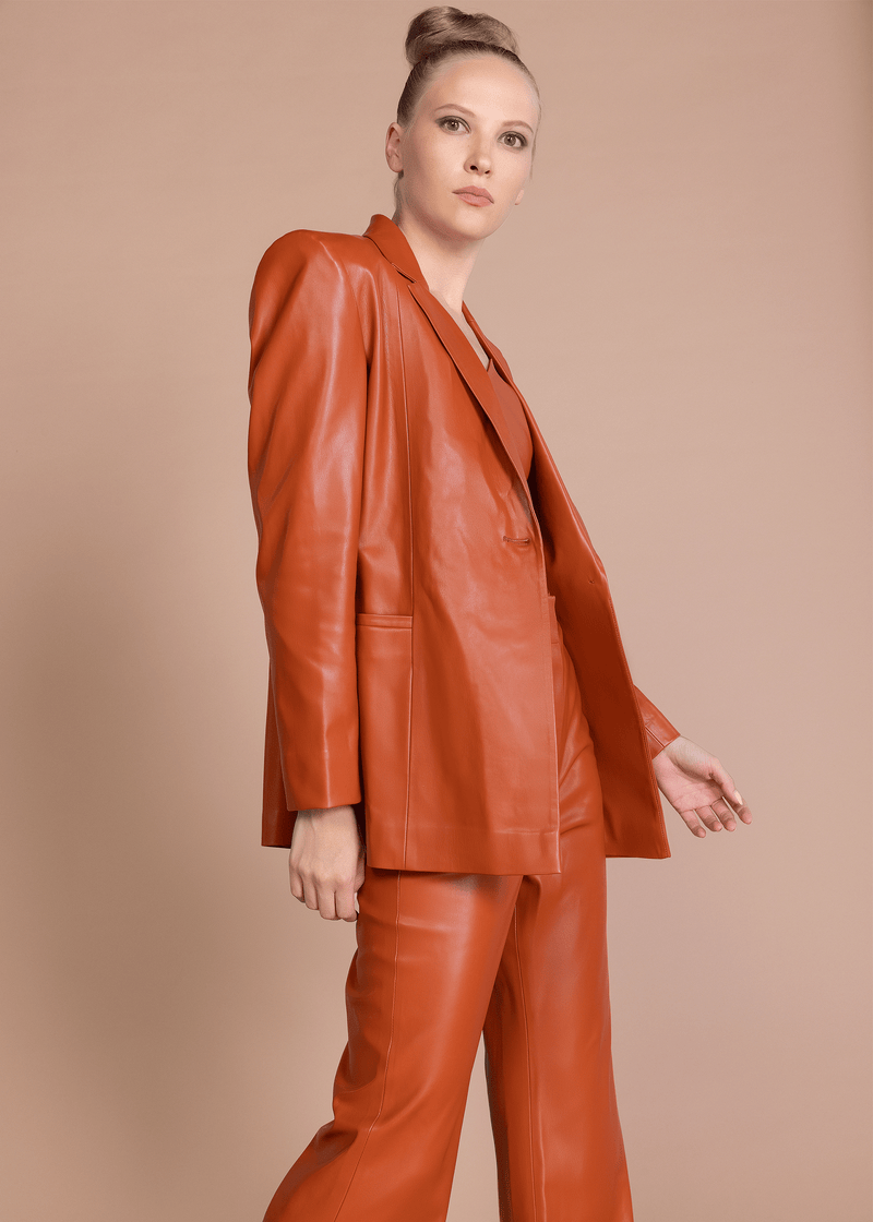 CLASSIC VEGAN LEATHER BLAZER