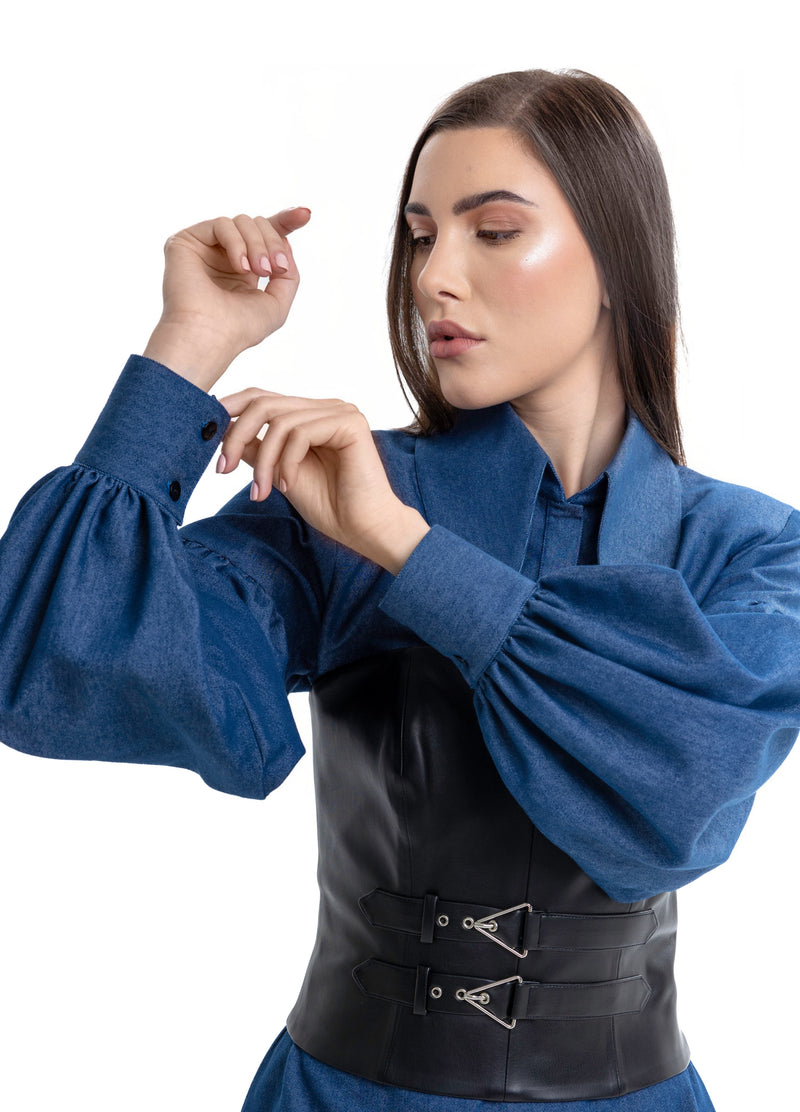 Lili Blanc's Iconic Denim Corset Dress