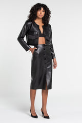 VEGAN LEATHER SKIRT SUIT