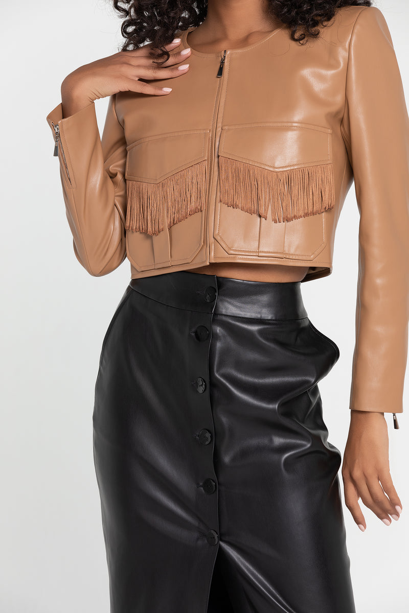 VEGAN LEATHER SKIRT SUIT
