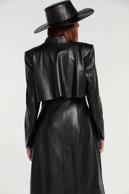Black leather coat for women