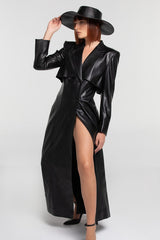 Black leather coat for women