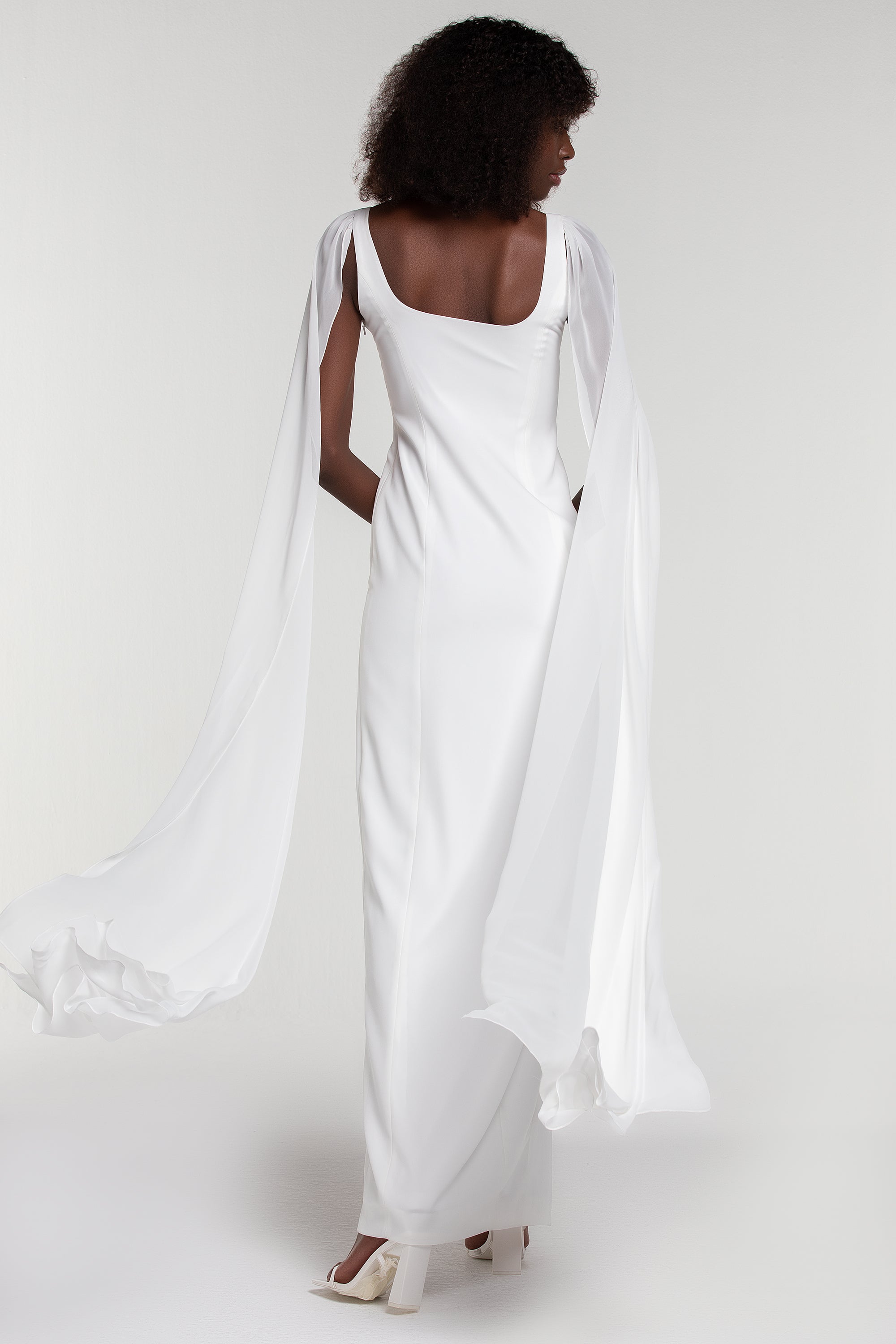 LILI BLANC WINGS CAPE DRESS